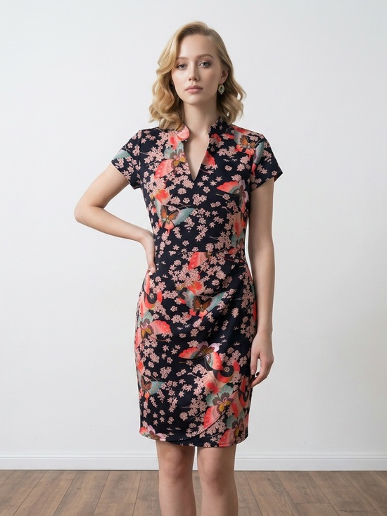 Anna Scholz Dresses & Skirts - Anna Scholz for Sheego Butterfly Floral Dress Women 16 Black Pink Y2K Art Girl